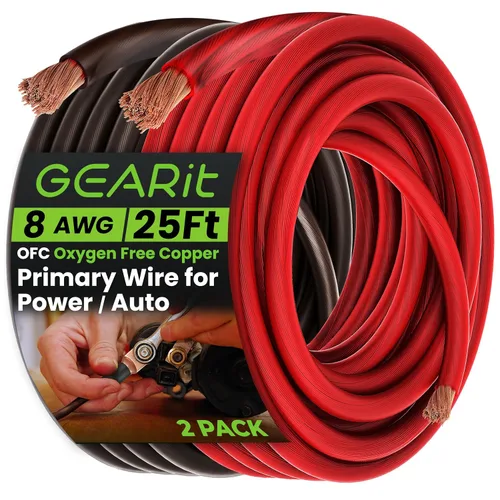 Vista 12 de GEARit Cable de calibre 8 OFC, cable de batería de cobre sin oxígeno 8 AWG, cable negro de alimentación/tierra de 25 pies para audio de automóvil