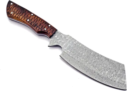 Vista 4 de CP-500 Cuchillo de acero de Damasco hecho a mano de 12.00 pulgadas de acero de Damasco - Hermoso mango de madera de rosa.