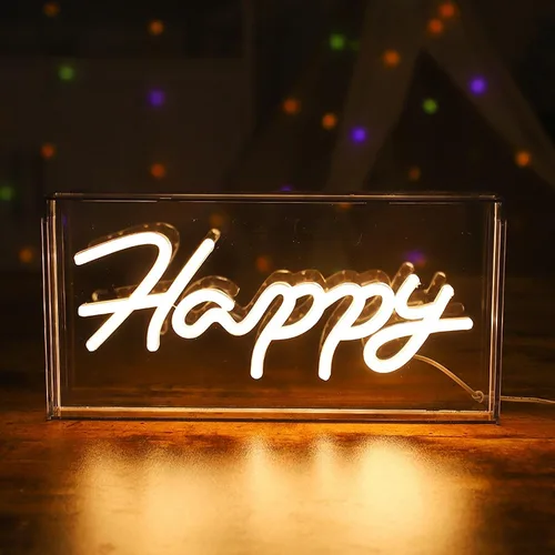 Vista 13 de Letrero de neón LED para fiesta, escritorio, dormitorio, hogar, cumpleaños, decoración artística con USB