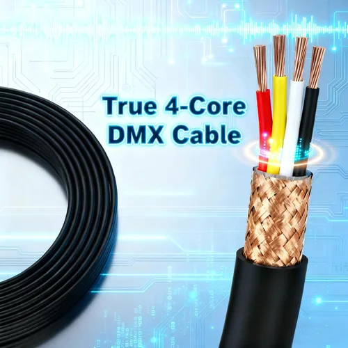 Vista 3 de SMALL-EYE Cable DMX de 5 pines, paquete de 6 unidades, cable DMX512 de 4 núcleos macho a hembra para iluminación de escenario (3 pies)