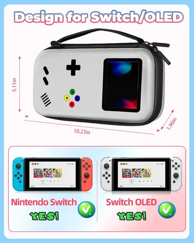 Vista 2 de Gurgitat Carrying Case for Nintendo SwitchSwitch OLED Travel Carry Cases Hard Shell Protective Cover Strap Retro Game Cute Girls Boys Accessories