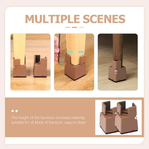 Vista 7 de Toddmomy 4 elevadores de silla ajustables con abrazadera de tornillo resistentes para sofá, mesas, muebles de cama, elevadores de silla, patas