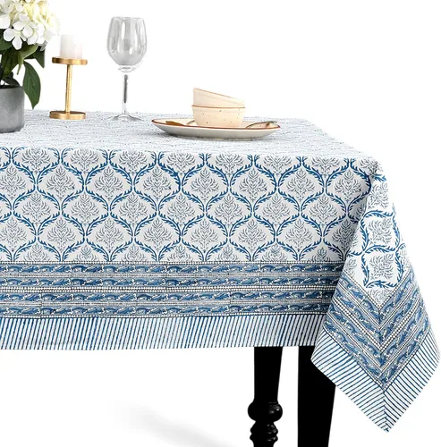 Vista 13 de CPC - Mantel cuadrado 100% algodón, 60 x 60 pulgadas, estampado de bloques indios, mantel para bodas, primavera/verano, barbacoa, verde ágata