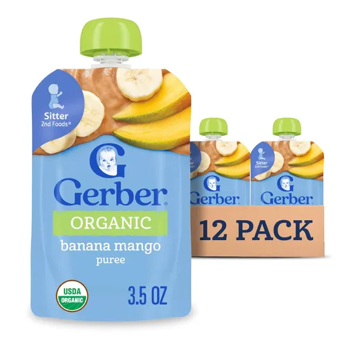 Vista 15 de Gerber Alimento para bebés etapa 2, mango orgánico de zanahoria y manzana, bolsas de comida para bebés, bolsas de puré, vitamina A, C y E ayuda a