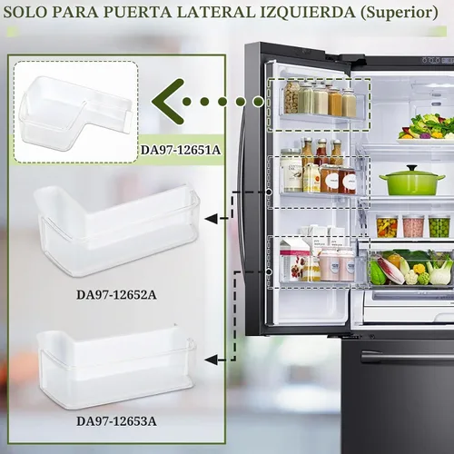 Vista 2 de DA97-12651A Contenedor de estante de puerta de refrigerador (superior izquierdo) compatible con Samsung RF263TEAE, RF263BEAE, RF265BEAESG