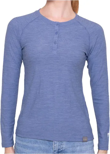 Vista 7 de MERIWOOL Camiseta térmica de lana merino ligera de manga larga Henley para mujer Negro