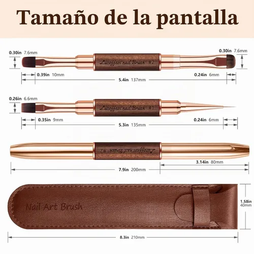Vista 7 de Builder Gel Brush - Pinceles de uñas para Polygel, 2 piezas de doble punta