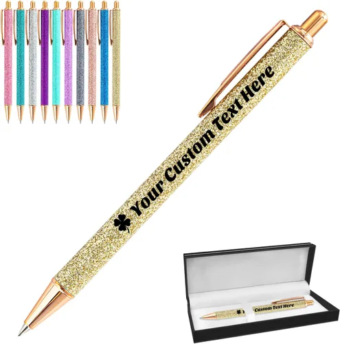 Vista 69 de 10 bolígrafos personalizados con purpurina, bolígrafos impresos personalizados a granel, bolígrafos retráctiles de tinta negra para graduación