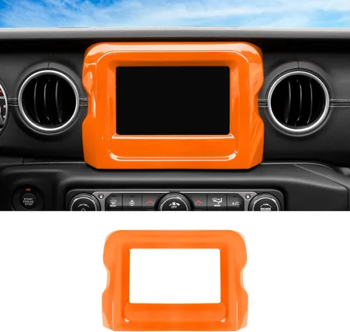 Vista 9 de CheroCar Marco de panel de pantalla GPS de navegación, accesorios interiores compatibles con Jeep Wrangler JL JLU y Gladiator JT 2018-2022, azul..