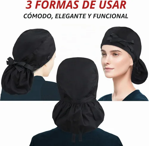Vista 6 de ABAMERICA Scrub Caps for Women Surgical Caps Nurse Hat Functional Ponytail Holder for Long Hair Single or Satin-Lined A- 72 Verde satinado