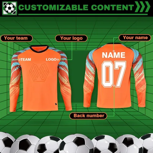 Vista 4 de LAIFU Camisetas de portero de fútbol personalizadas para jóvenes y adultos, con nombre y logotipo de número