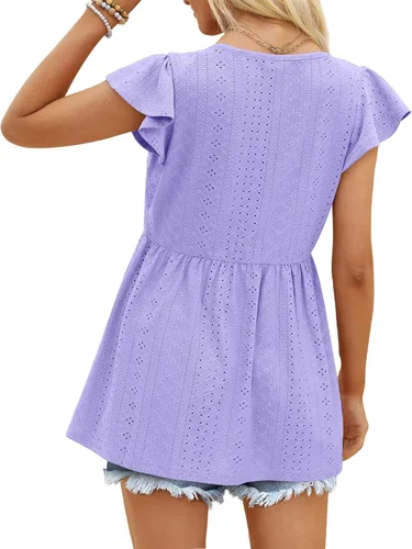 Vista 4 de NIASHOT Camisetas para mujer, lindas babydoll casual, peplum holgado, túnica