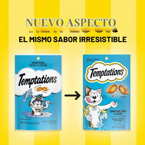 Vista 2 de TEMPTATIONS Classic Crunchy and Soft Cat Treats Sabor tentador para atún, 3 oz. Bolsa (paquete de 12)