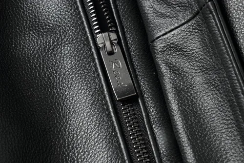 Vista 9 de REED Chaqueta de cuero genuino estilo americano para hombre