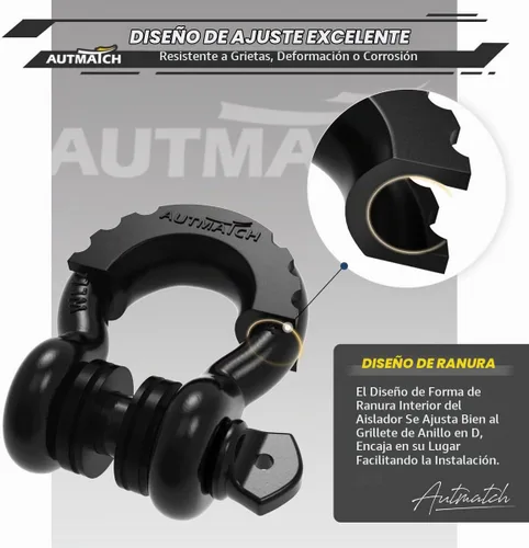 Vista 4 de AUTMATCH Kit de arandelas aisladoras de grilletes de anillo D, 2 aisladores de grilletes de goma con 8 arandelas, se adapta a grilletes 3/4, protege