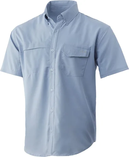Vista 33 de HUK Men's Tide Point Kc Scott Original Artwork Short Sleeve Shirt, Fishing Button Down Negro