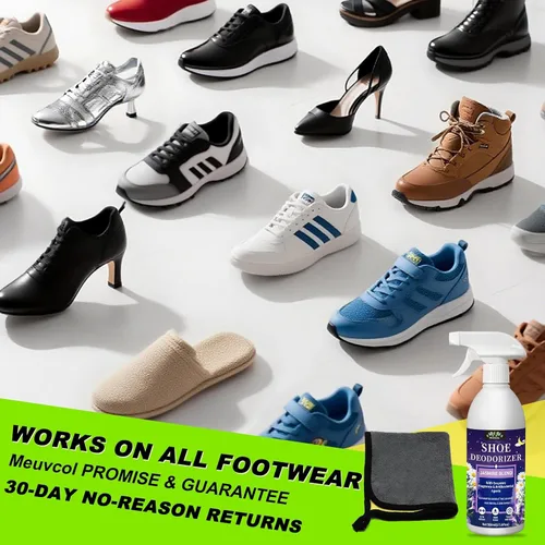 Vista 6 de Spray desodorante para zapatos, potente eliminación de olores de 17.6 onzas líquidas para zapatos, tenis, botas, tacos y cuero, aerosol de larga