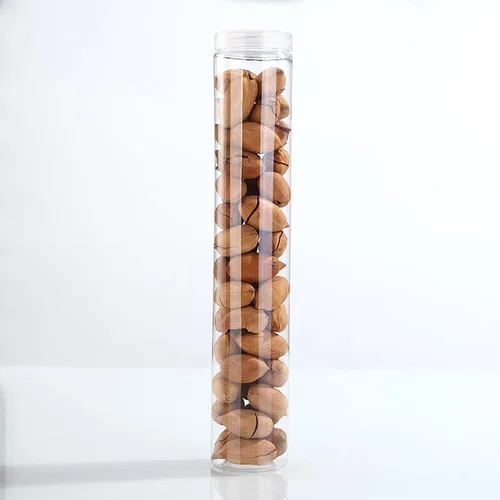 Vista 4 de Juego de 6 tarros de plástico transparente para almacenamiento de alimentos con tapa, recipiente redondo transparente para espaguetis, pasta