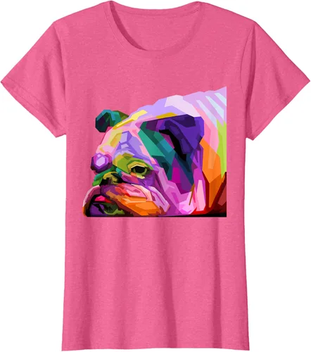 Vista 99 de Camiseta de retrato pop artístico de bulldog británico inglés para dueños de perros, Negro, S