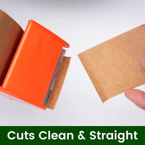Vista 4 de ADHES - Cinta de papel kraft con dispensador, 2 pulgadas x 55 yardas x 3 rollos - Cinta de embalaje marrón ecológica, adhesivo fuerte, dispensador