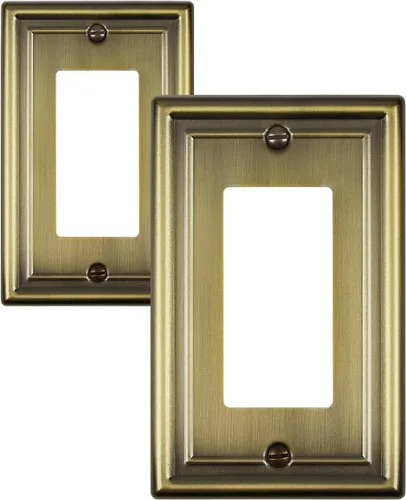 Vista 37 de Cubiertas de salida para placas de interruptor, paquete de 2 placas Latón antiguo