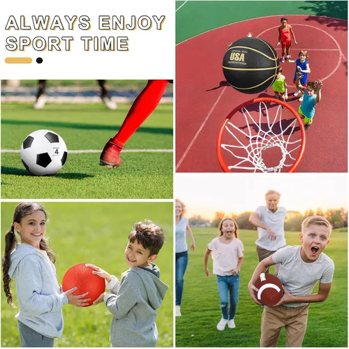 Vista 4 de Liliful Juego de 8 pelotas deportivas para el regreso a la escuela, tamaño oficial, fútbol, baloncesto, fútbol, patio, equipo de PE con bolsa