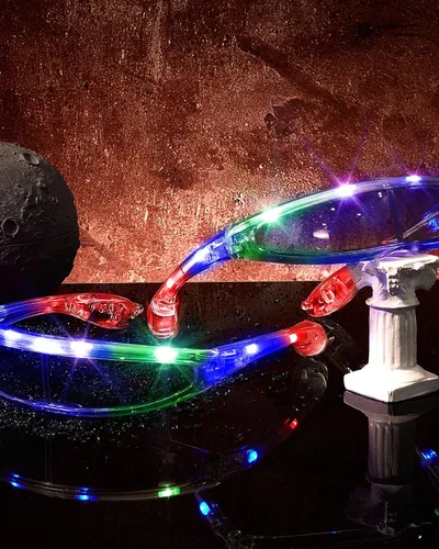 Vista 4 de 4 pares de lentes de sol futuristas angostos con diseño de robot, para disfraz espacial, Blanco