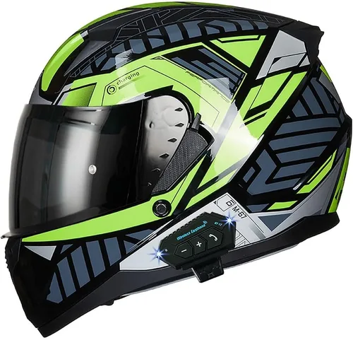 Vista 9 de Casco de motocicleta Bluetooth antivaho, doble visera, abatible, casco de moto de cara completa, aprobado por DOT, altavoz dual integrado