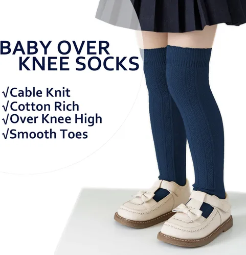 Vista 80 de EPEIUS Calcetines altos hasta la rodilla para bebés y niños pequeños (paquete de 3/5)