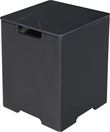 Vista 6 de AMS Chimenea Elementi Cubierta cuadrada de tanque de propano estilo Nápoles de 20 libras Base de hormigón GFRC Dimensiones: 17.3 x 17.3 x 25.6