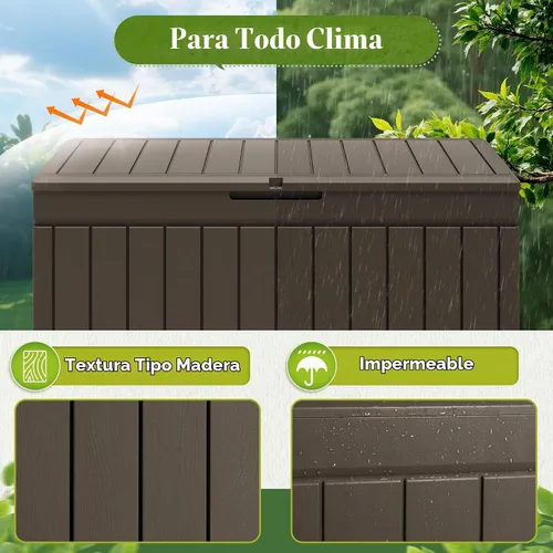 Vista 7 de Flamaker Outdoor Storage Box 80 Gallon Resin Waterproof Deck Box Marrón profundo