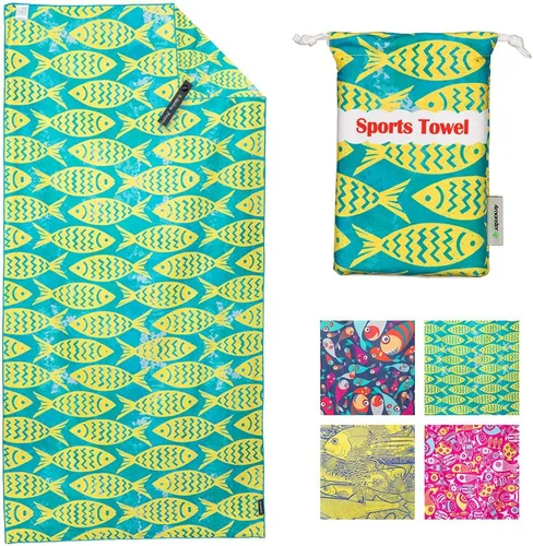 Vista 45 de 4Monster Toalla de playa de microfibra de secado rápido, toalla de viaje ligera súper absorbente para nadadores, toalla de camping sin arena 14