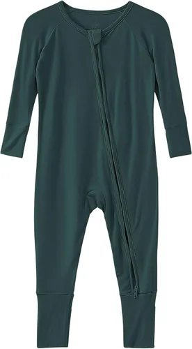 Vista 45 de Pijama de viscosa de bambú sin pies para niños y niñas, pijamas con cremallera para dormir y jugar, mameluco - 0-24 meses