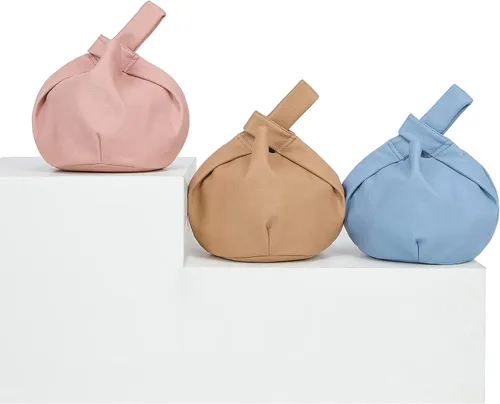 Vista 8 de Bolsa pequeña para mujer, de piel suave, con asa superior, bolsa de nudo, monederos y bolsos