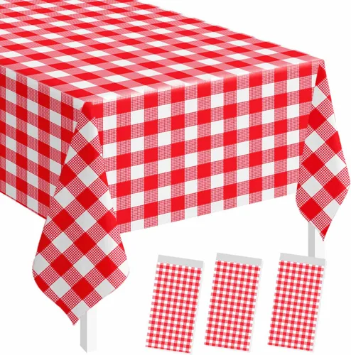 Vista 10 de SietDESEO - Paquete de 2 manteles a cuadros azul y blanco, 54 x 108 pulgadas, mantel premium desechable de plástico para picnic, diseño gingham
