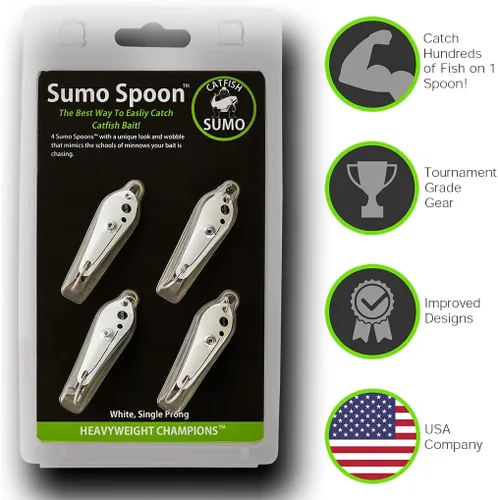 Vista 7 de Cuchara Sumo – Cuchara de cebo para pesca de gato, bajo blanco, lubina rayada y otros peces cebo, 1 5/8 pulgadas