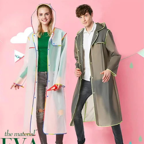 Vista 6 de Impermeable para mujer de EVA grueso unisex semitransparente impermeable chaqueta larga para mujer color A-01 talla M