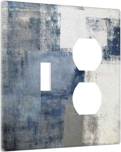 Vista 113 de Placa de Interruptor de Luz de Palanca Única Abstracta en Negro, Blanco y Gris, Cubierta de Tomacorriente, Placa de Pared Decorativa de Un