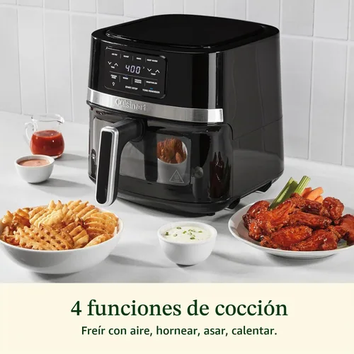 Vista 2 de Cuisinart Freidora de aire de cesta de 4.5 cuartos de galón, luz interior, piezas aptas para lavavajillas, 4 preajustes, asar, hornear, asar, freír