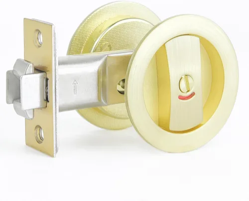 Vista 12 de Dontay Cerradura de indicadores codificados por color para puerta de bolsillo, cerradura de manijas de privacidad (cama/baño), fondo de 2-3/8 Níquel