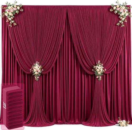 Vista 62 de 20 pies x 12 pies Cortinas de Telón de Fondo Azul Bebé Sin Arrugas para Bodas y Fiestas, Telón de Fondo de Tela Azul, Cortinas para Bodas