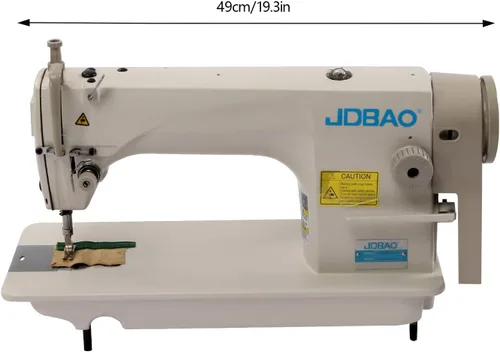 Vista 2 de Máquina de coser industrial blanca de 550 W, máquina de coser de tapicería de hierro de 110 V, máquina de coser comercial para vinilo, tapicería
