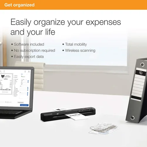 Vista 4 de Epson Workforce ES-65WR Escáner de documentos inalámbrico portátil alimentado con hojas con funciones de contabilidad premium para PC y Mac