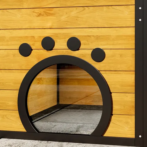 Vista 8 de Merax Catio - Caja grande para gatos de 4 niveles para exteriores, casa para gatos resistente a la intemperie fijada a la ventana para múltiples