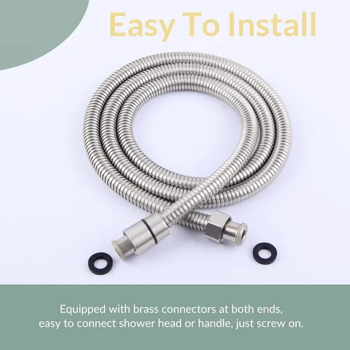 Vista 5 de APLusee - Manguera de ducha flexible de 59 pulgadas, tubo de ducha de acero inoxidable 304 con conector giratorio de latón, pieza de repuesto