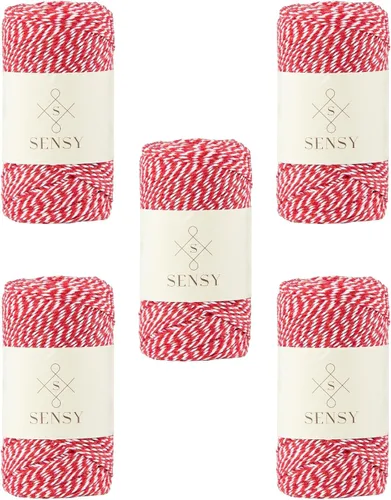 Vista 10 de Sensy - Cordón de algodón a rayas para panaderos de alta calidad, para manualidades y envoltura de regalos (negro y blanco)