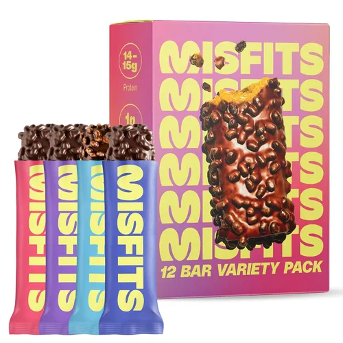 Vista 11 de Misfits Barras de proteína vegana – Pan de plátano Barras nutricionales – 0.49 oz de proteína, 0.04 oz de azúcar, a base de plantas, bajas