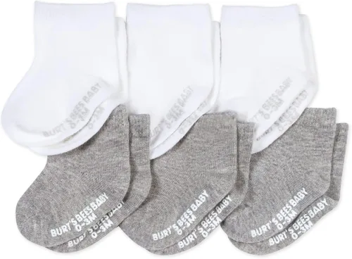 Vista 12 de Burt's Bees Baby Calcetines de tobillo para bebés niñas con agarres antideslizantes (paquete de 6)