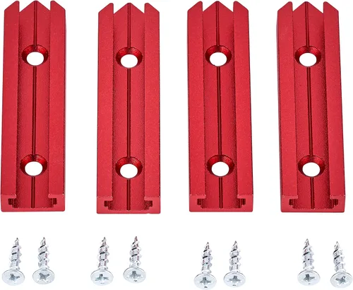 Vista 2 de Kit de intersección de riel en T de 3 pulgadas con tornillos para madera - Perfil universal de riel en T de doble corte con orificios de montaje