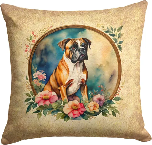 Vista 272 de Caroline's Treasures DAC2072PW1414 Affenpinscher and Flowers - Almohada decorativa de tela, lavable a máquina, para interiores y exteriores